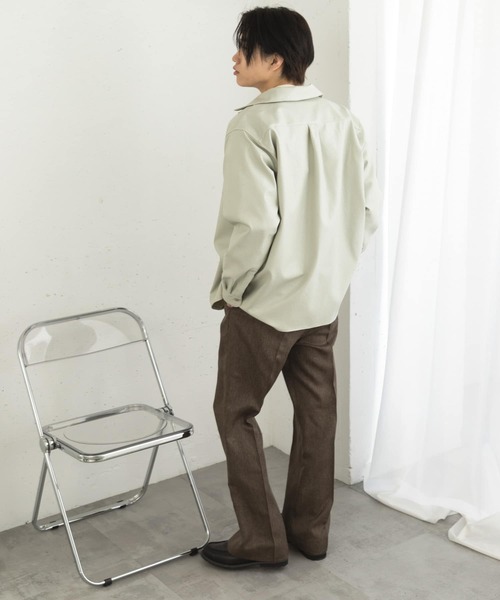 SENSE OF PLACE by URBAN RESEARCH（センスオブプレイスバイアーバンリサーチ）の「FLオープンカラールーズシャツ（シャツ/ブラウス・メンズ・チャコールグレー/ライトベージュ・MEDIUM/LARGE）」の9枚目の写真