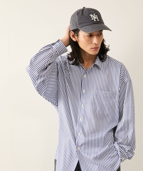 JUNRED（ジュンレッド）の「ストライプルーズシャツ（シャツ/ブラウス・メンズ・ライトグレー/サックスブルー・S/M/L）」の19枚目の写真