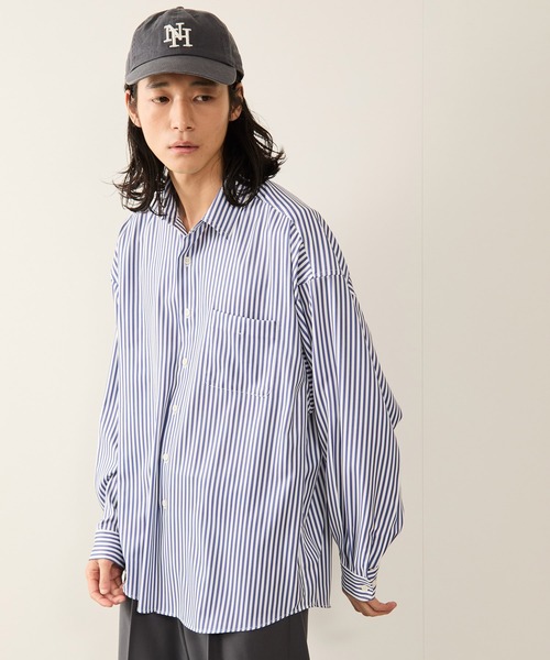 JUNRED（ジュンレッド）の「ストライプルーズシャツ（シャツ/ブラウス・メンズ・ライトグレー/サックスブルー・S/M/L）」の18枚目の写真