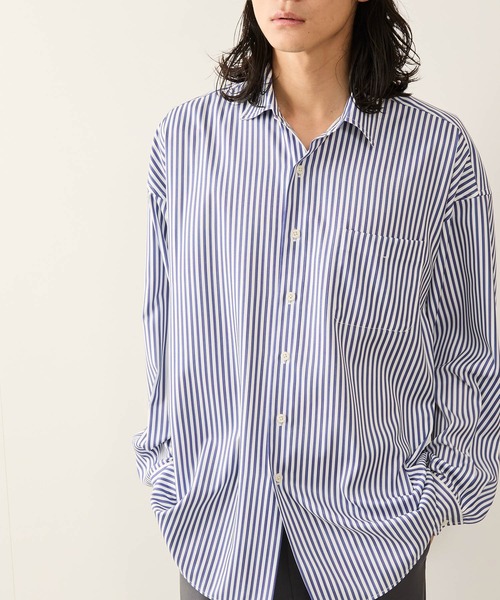 JUNRED（ジュンレッド）の「ストライプルーズシャツ（シャツ/ブラウス・メンズ・ライトグレー/サックスブルー・S/M/L）」の17枚目の写真