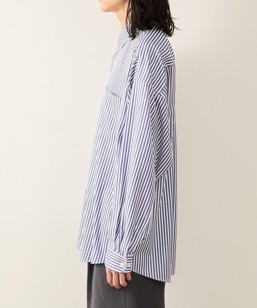 JUNRED（ジュンレッド）の「ストライプルーズシャツ（シャツ/ブラウス・メンズ・ライトグレー/サックスブルー・S/M/L）」の9枚目の写真