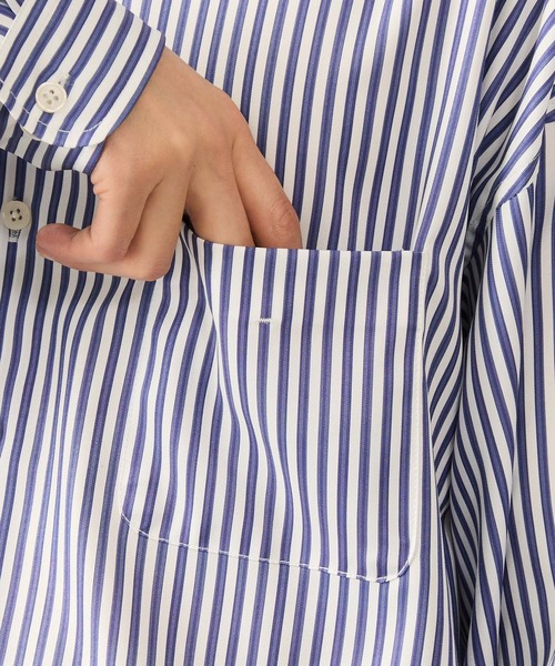 JUNRED（ジュンレッド）の「ストライプルーズシャツ（シャツ/ブラウス・メンズ・ライトグレー/サックスブルー・S/M/L）」の4枚目の写真