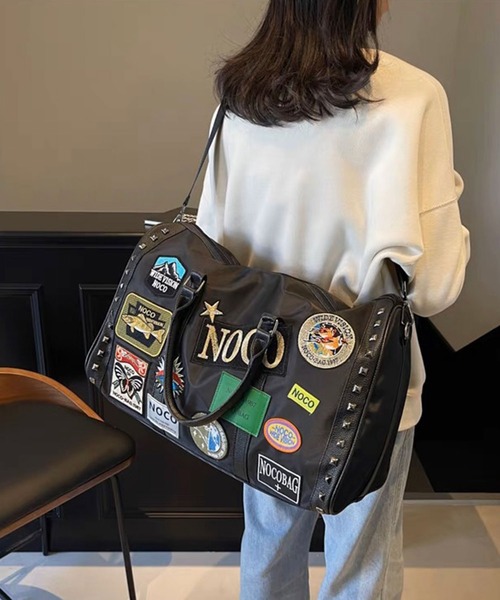 FUNALIVE（ファンアライブ）の「ABETTOR 大人トラベルバーシティーハードワッペン使い大容量ボストンバッグ（ボストンバッグ・メンズ・ブラック/カーキ・FREE）」の4枚目の写真