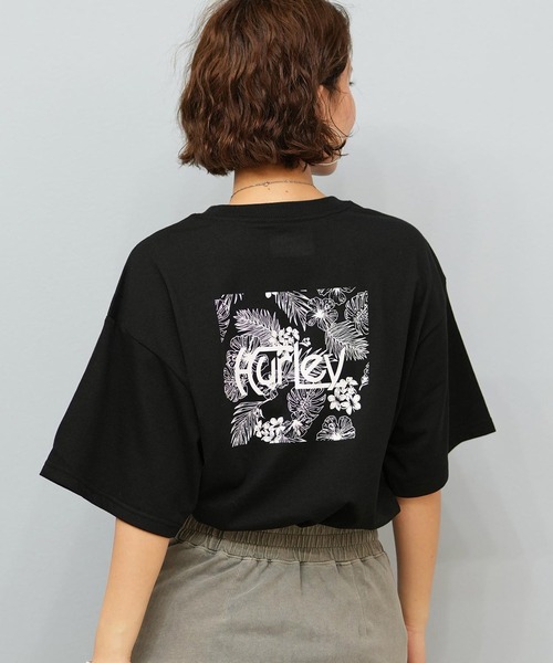Hurley ハーレー 半袖 Tシャツ レディース バックプリント ハイビスカス ボックスロゴ ショートスリーブティー WCSS251055 Hurley ハーレー 半袖 Tシャツ レディース バックプリント