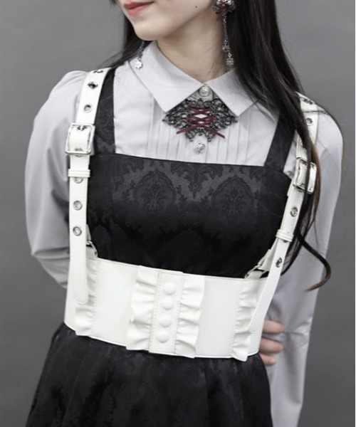 axes femme POETIQUE（アクシーズファムポエティック）の「レースアップハーネスベルト（ベルト・レディース・ホワイト/ブラック・FREE）」の3枚目の写真