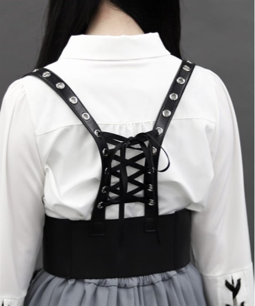 axes femme POETIQUE（アクシーズファムポエティック）の「レースアップハーネスベルト（ベルト・レディース・ホワイト/ブラック・FREE）」の5枚目の写真