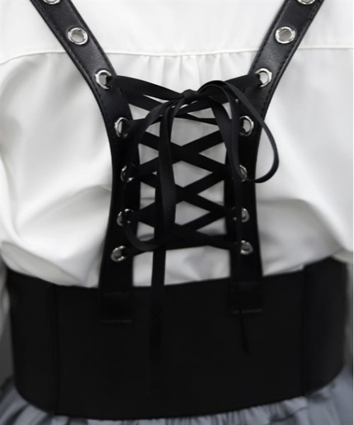 axes femme POETIQUE（アクシーズファムポエティック）の「レースアップハーネスベルト（ベルト・レディース・ホワイト/ブラック・FREE）」の6枚目の写真