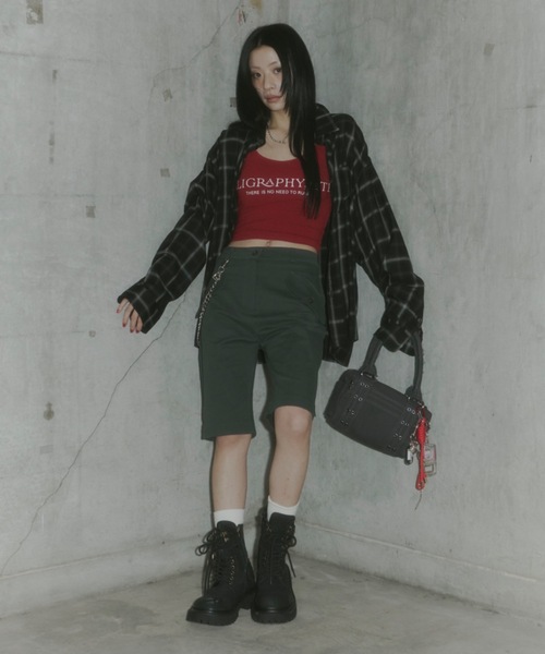 DTYYPE(ドタイプ)の「カップ付きフロントフォントリブキャミソール(キャミソール・レディース・グレー/ブラック/レッド・FREE)」の6枚目の写真