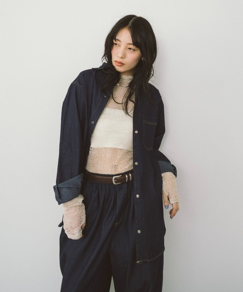 HANNE（アン）の「ダンガリーオーバーサイズシャツ（シャツ/ブラウス・レディース・ネイビー/ブルー・FREE）」の19枚目の写真