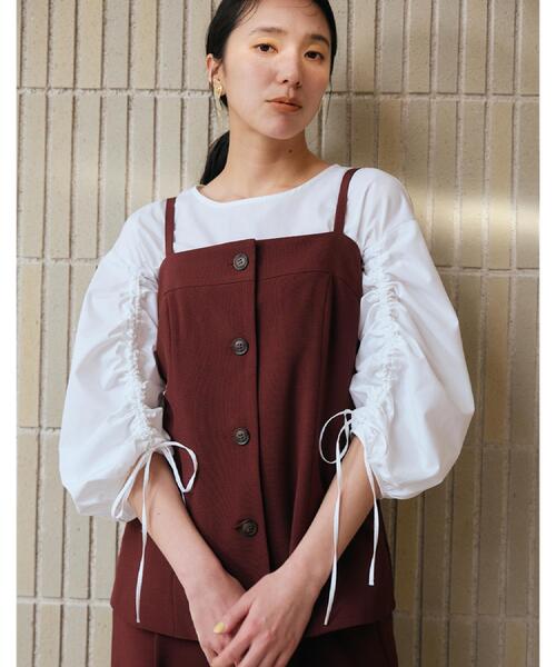 THE SHOP TK (ザ ショップ ティーケー )の「麻調キャミビスチェ【洗濯機OK】(タンクトップ・レディース・ベージュ/ダークブラウン/ブラック・12/13)」の2枚目の写真