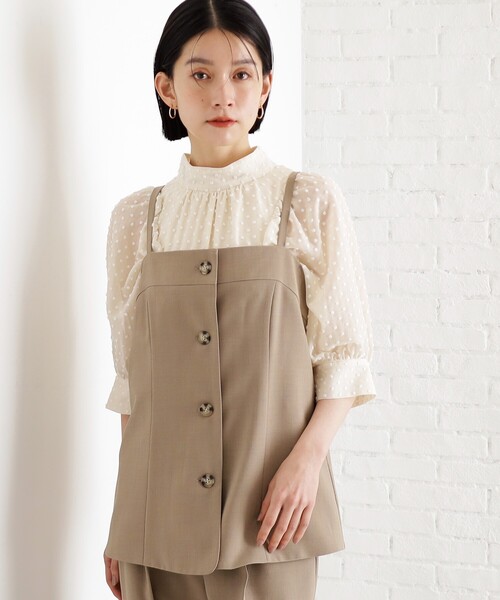 THE SHOP TK (ザ ショップ ティーケー )の「麻調キャミビスチェ【洗濯機OK】(タンクトップ・レディース・ベージュ/ダークブラウン/ブラック・12/13)」の3枚目の写真