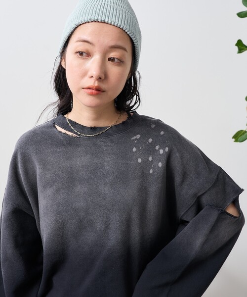 FREAK'S STORE(フリークスストア)の「パウダーブリーチ カットアウトスウェット(スウェット・レディース・ブラック/サックスブルー・フリ-)」の19枚目の写真