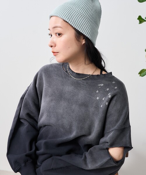 FREAK'S STORE(フリークスストア)の「パウダーブリーチ カットアウトスウェット(スウェット・レディース・ブラック/サックスブルー・フリ-)」の21枚目の写真