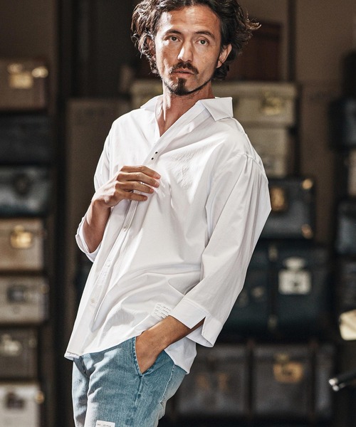 wjk reluxe(ダブルジェーケーリラックス)の「ms5986-cool stretch hook 3-4 sleeve shirts 7分袖シャツ(シャツ/ブラウス・メンズ・ホワイト/ブラック/グレー系その他・M/L/S)」の7枚目の写真