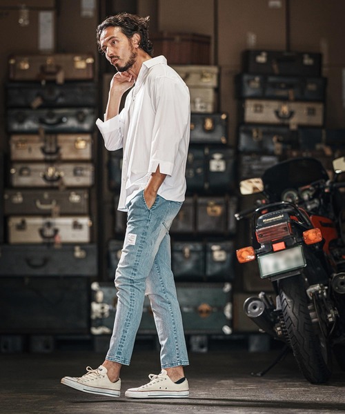 wjk reluxe(ダブルジェーケーリラックス)の「ms5986-cool stretch hook 3-4 sleeve shirts 7分袖シャツ(シャツ/ブラウス・メンズ・ホワイト/ブラック/グレー系その他・M/L/S)」の8枚目の写真