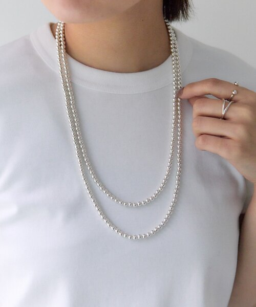 ナバホパール　シルバー　ネックレス5mm×125cm【イアパピヨネ】 スターリングシルバー使用》ナバホパール5×125cmネックレス