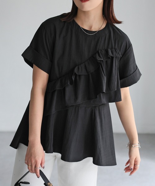 Riberry（リベリー）の「アシメフリルペプラムフレアブラウス（シャツ/ブラウス・レディース・アイボリー/ブラック・FREE）」の7枚目の写真