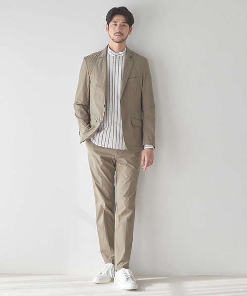 UNION STATION(ユニオンステーション)の「【セットアップ着用可能】ハイパーストレッチポリエステルタフタテーラードジャケット(テーラードジャケット・メンズ・ライトグレー/グレイッシュベージュ・LL/M/L/S)」の8枚目の写真