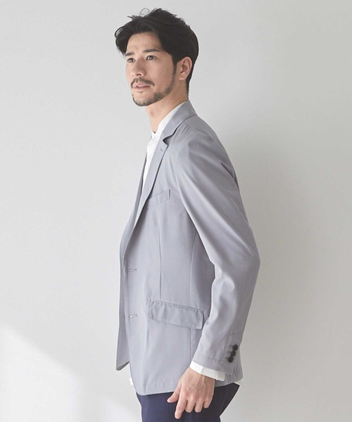 UNION STATION(ユニオンステーション)の「【セットアップ着用可能】ハイパーストレッチポリエステルタフタテーラードジャケット(テーラードジャケット・メンズ・ライトグレー/グレイッシュベージュ・LL/M/L/S)」の14枚目の写真