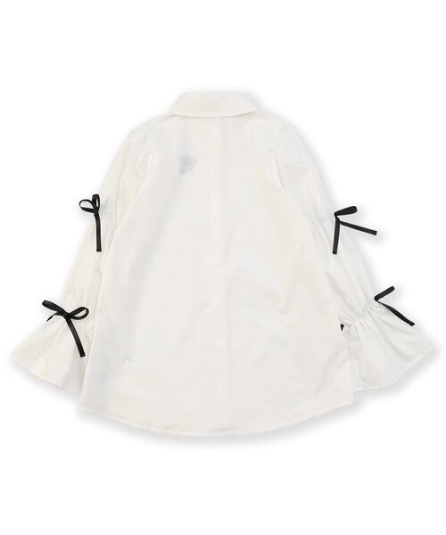 algy（アルジー）の「りぼんシャツミニワンピ（シャツワンピース・キッズ・オフホワイト/ブラック/サックスブルー・XX-SMALL/X-SMALL/MEDIUM/SMALL）」の4枚目の写真