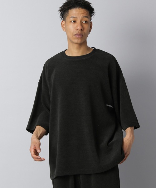 ハーフスリーブT BLK NUMERALS】ワッフルハーフスリーブTEE（Tシャツ/カットソー