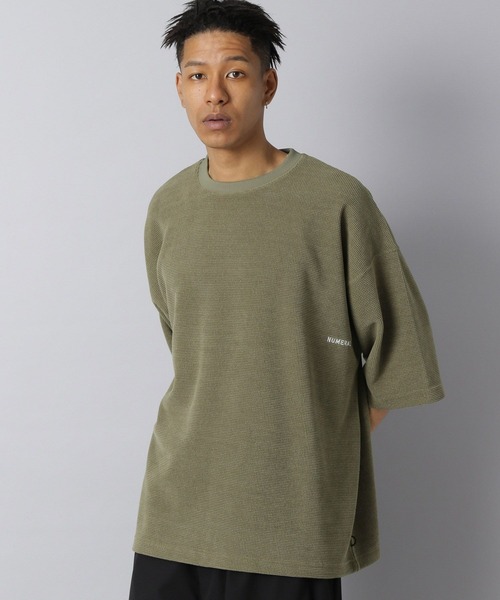 NUMERALS（ヌメラルズ）の「【NUMERALS】ワッフルハーフスリーブTEE（Tシャツ/カットソー・メンズ・ブラウン/オフホワイト/ブラック/カーキ・LARGE/MEDIUM）」の20枚目の写真