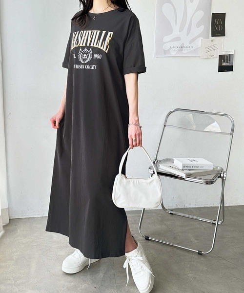 tシャツ プリッツワンピース レディース バックレースアップスクエアネックフラワープリントワンピース