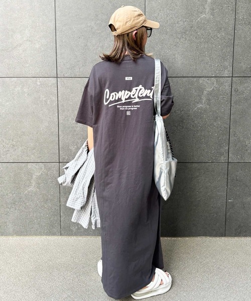 セール】綿100%アソートロゴプリントオーバーサイズTシャツ