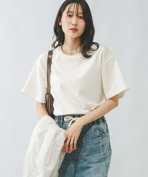 GLOBAL WORK（グローバルワーク）の「Fffit エフィット/マイニチタキノウクルーT/291131（Tシャツ/カットソー・レディース・オフホワイト/ベージュ系その他3/ベビーピンク/スミクロ・SMALL/MEDIUM/LARGE/X-SMALL）」の7枚目の写真