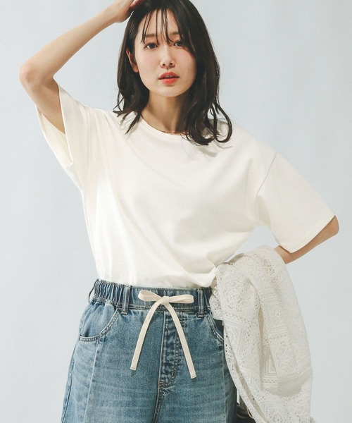 GLOBAL WORK（グローバルワーク）の「Fffit エフィット/マイニチタキノウクルーT/291131（Tシャツ/カットソー・レディース・オフホワイト/ベージュ系その他3/ベビーピンク/スミクロ・SMALL/MEDIUM/LARGE/X-SMALL）」の9枚目の写真