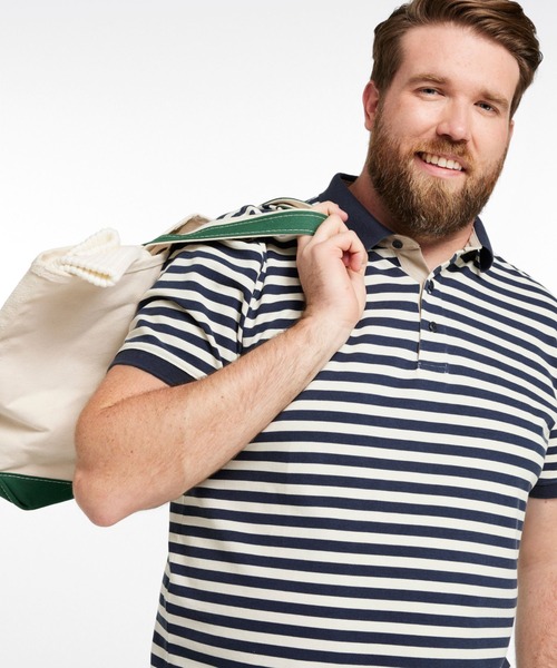 L.L.Bean（エルエルビーン）の「カスコ・ベイ・ラギッド・ポロシャツ、半袖　ストライプ 米国フィット・レギュラー（ポロシャツ・メンズ・レッド系その他/ネイビー×ホワイト・SMALL/MEDIUM/LARGE）」の6枚目の写真