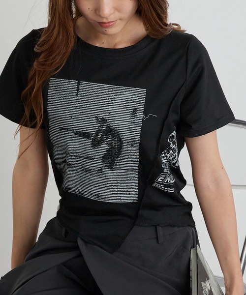 H.TOKYO(エイチトウキョウ)の「グラフィック クロップドアシメTシャツ(Tシャツ/カットソー・レディース・ブラック/ホワイト・MEDIUM/LARGE/X-LARGE)」の20枚目の写真