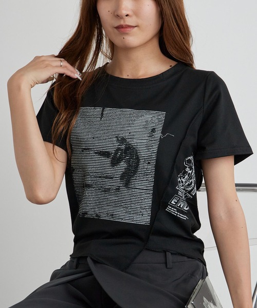 H.TOKYO(エイチトウキョウ)の「グラフィック クロップドアシメTシャツ(Tシャツ/カットソー・レディース・ブラック/ホワイト・MEDIUM/LARGE/X-LARGE)」の19枚目の写真