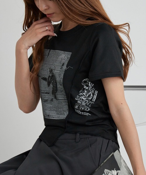 H.TOKYO(エイチトウキョウ)の「グラフィック クロップドアシメTシャツ(Tシャツ/カットソー・レディース・ブラック/ホワイト・MEDIUM/LARGE/X-LARGE)」の18枚目の写真