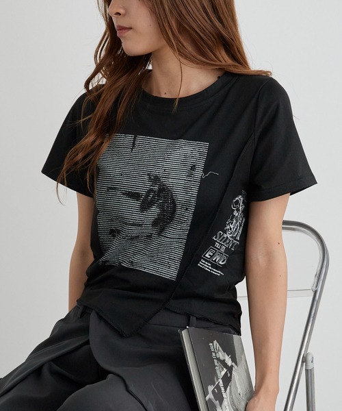 H.TOKYO(エイチトウキョウ)の「グラフィック クロップドアシメTシャツ(Tシャツ/カットソー・レディース・ブラック/ホワイト・MEDIUM/LARGE/X-LARGE)」の16枚目の写真