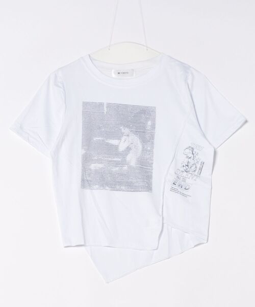 H.TOKYO(エイチトウキョウ)の「グラフィック クロップドアシメTシャツ(Tシャツ/カットソー・レディース・ブラック/ホワイト・MEDIUM/LARGE/X-LARGE)」の4枚目の写真