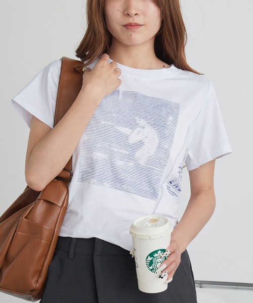 H.TOKYO(エイチトウキョウ)の「グラフィック クロップドアシメTシャツ(Tシャツ/カットソー・レディース・ブラック/ホワイト・MEDIUM/LARGE/X-LARGE)」の14枚目の写真