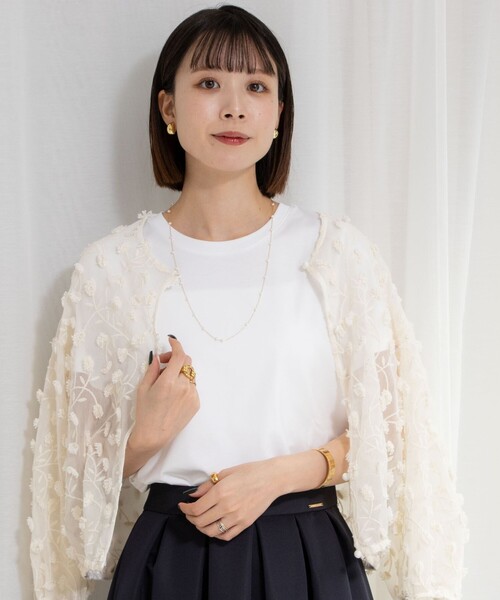 NOLLEY’S（ノーリーズ）の「プレミアムスムースTシャツ（Tシャツ/カットソー・レディース・イエロー/ネイビー/ベージュ/ホワイト/ピンク・36/38）」の13枚目の写真