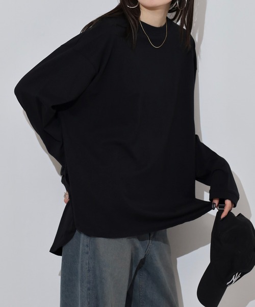 atONE(アットワン)の「ラウンドヘムロンT(Tシャツ/カットソー・レディース・ブラック/オフホワイト/杢グレー・M-L/LL~3L/4L~5L)」の13枚目の写真