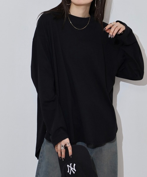 atONE(アットワン)の「ラウンドヘムロンT(Tシャツ/カットソー・レディース・ブラック/オフホワイト/杢グレー・M-L/LL~3L/4L~5L)」の12枚目の写真