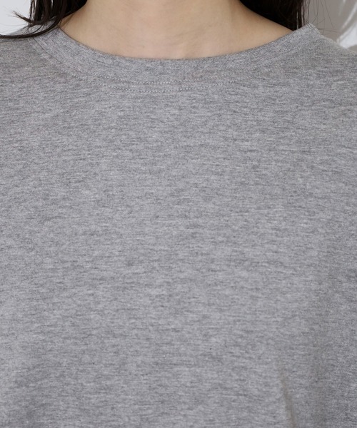 atONE(アットワン)の「ラウンドヘムロンT(Tシャツ/カットソー・レディース・ブラック/オフホワイト/杢グレー・M-L/LL~3L/4L~5L)」の4枚目の写真