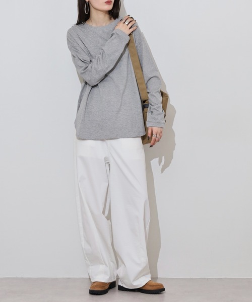 atONE(アットワン)の「ラウンドヘムロンT(Tシャツ/カットソー・レディース・ブラック/オフホワイト/杢グレー・M-L/LL~3L/4L~5L)」の18枚目の写真