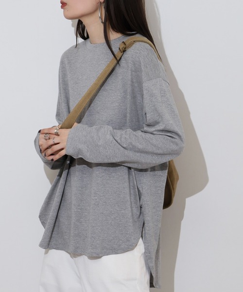 atONE(アットワン)の「ラウンドヘムロンT(Tシャツ/カットソー・レディース・ブラック/オフホワイト/杢グレー・M-L/LL~3L/4L~5L)」の15枚目の写真