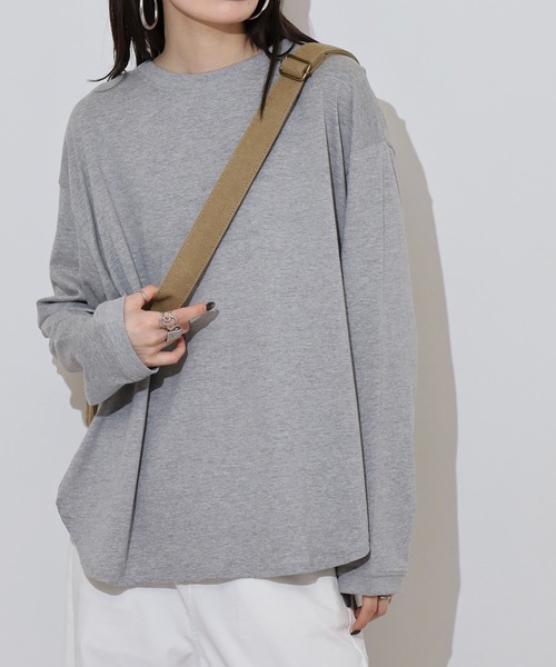 atONE(アットワン)の「ラウンドヘムロンT(Tシャツ/カットソー・レディース・ブラック/オフホワイト/杢グレー・M-L/LL~3L/4L~5L)」の16枚目の写真