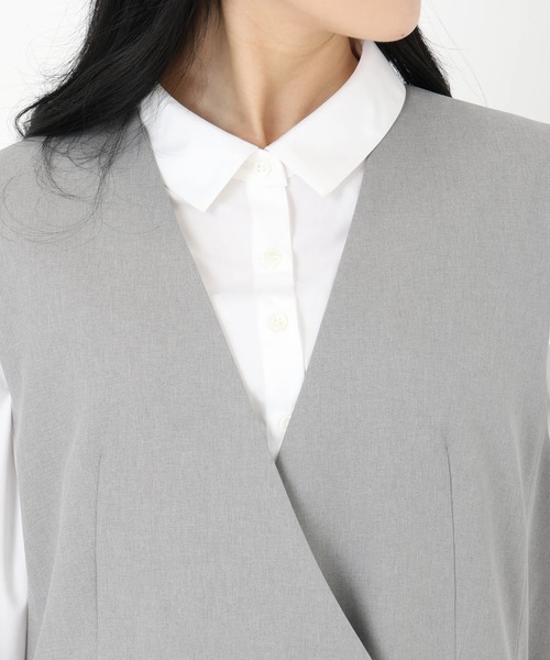 STRAWBERRY-FIELDS（ストロベリーフィールズ）の「ダブル釦ノーカラージレ（ベスト・レディース・グレー/ブラック・2）」の6枚目の写真