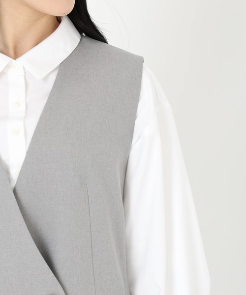 STRAWBERRY-FIELDS（ストロベリーフィールズ）の「ダブル釦ノーカラージレ（ベスト・レディース・グレー/ブラック・2）」の8枚目の写真
