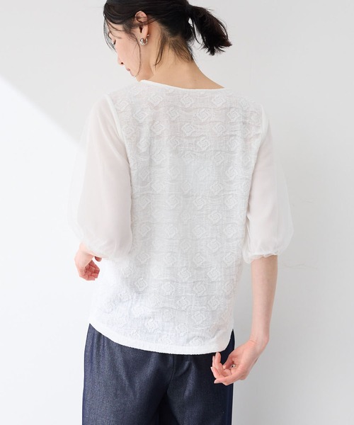 A/C DESIGN BY ALPHA CUBIC(エーシーデザインバイアルファキュービック)の「【2025春夏】レーシージャガードプルオーバー(Tシャツ/カットソー・レディース・ブラック/オフホワイト・M/L)」の16枚目の写真