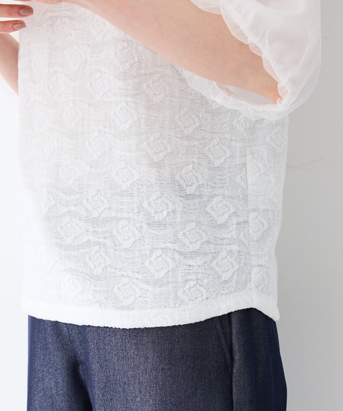 A/C DESIGN BY ALPHA CUBIC(エーシーデザインバイアルファキュービック)の「【2025春夏】レーシージャガードプルオーバー(Tシャツ/カットソー・レディース・ブラック/オフホワイト・M/L)」の13枚目の写真