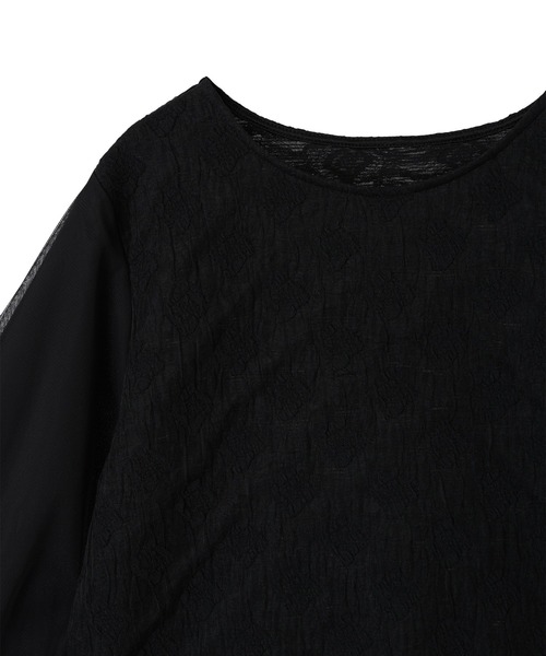 A/C DESIGN BY ALPHA CUBIC(エーシーデザインバイアルファキュービック)の「【2025春夏】レーシージャガードプルオーバー(Tシャツ/カットソー・レディース・ブラック/オフホワイト・M/L)」の6枚目の写真