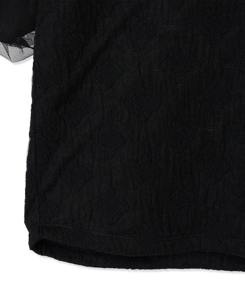 A/C DESIGN BY ALPHA CUBIC(エーシーデザインバイアルファキュービック)の「【2025春夏】レーシージャガードプルオーバー(Tシャツ/カットソー・レディース・ブラック/オフホワイト・M/L)」の4枚目の写真